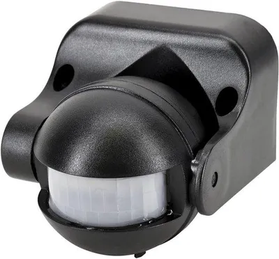 Zdjęcie produktu dla Czujnik ruchu 180° z oświetleniem LED - kolor czarny - moc 1200 W - idealny do oświetlenia zewnętrznego