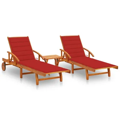 Produktbild von Maison Exclusive - Sonnenliegen 2 Stk. mit Tisch und Auflagen Massivholz Akazie
