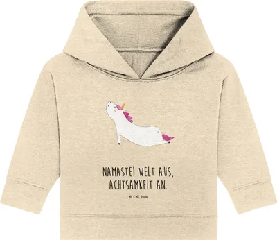 Produktbild von Mr. & Mrs. Panda Organic Baby Hoodie Einhorn Yoga 24. - 36. Monat - Natural Raw - Geschenk, Namaste, Kapuzensweatshirt, Sport, Unicorn, Kapuzenshirt, Einhörner