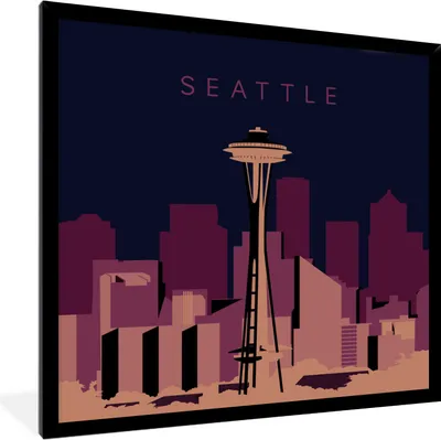 Produktbild von MuchoWow® MuchoWow® Gerahmtes Poster Architektur - Seattle - Amerika - Seattle Tower - USA 40x40 cm - Poster mit zchwarzem Bilderrahmen - Mit Rahmen - Wanddekoration Schlafzimmer