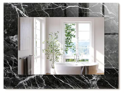 Produktbild von Schwarzer Marmor – Rechteckiger Spiegel mit Druck 80x60 cm – Modern - Dekorativ für die Wand