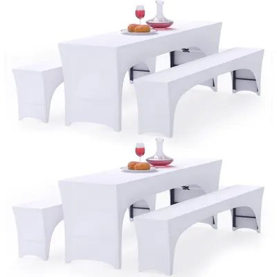 Produktbild von Bierzeltgarnitur Hussen 6er-Set Weiß 220x70cm für 70cm Tischbreite Elastisch Polyester/Elasthan