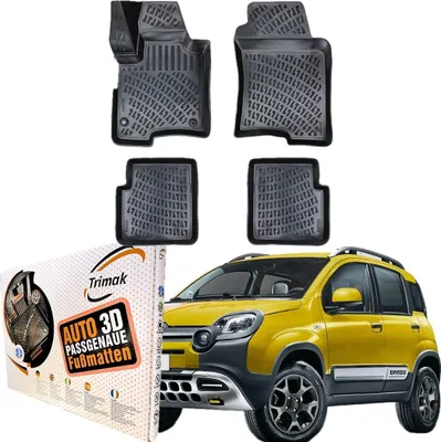 Produktbild von Trimak Autofußmatten kompatibel mit FIAT Panda Cross 2011-2024 Auto Allwetter Gummimatten