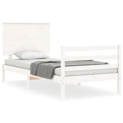 Produktbild von vidaXL Massivholzbett mit Kopfteil Weiß 90x200 cm