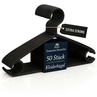 Produktbild von Siluk_ Kleiderbügel Wäschebügel Kunststoff drehbar Wäschebügel aus Kunststoff -  UE (50, Schwarz)