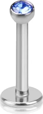 Produktbild von viva-adorno 1,2x6x2mm Lippen Piercing Stecker Tragus Labretstecker Zirkonia Edelstahl Innengewinde in verschiedenen Farben Z188, hellblau