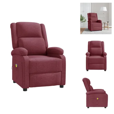 Imagen del producto de vidaXL Sillón orejero con función de masaje, color burdeos, tapizado en tela - Sillón de masaje