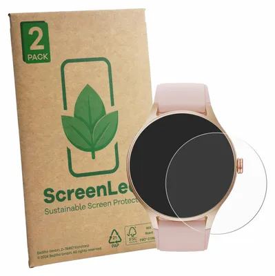Produktbild von 2x ScreenLeaf Schutzfolie für Woneligo Smartwatch 1.57" nachhaltiger Displayschutz Display Schutz Folie Klar Transparent