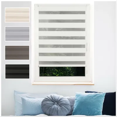 Produktbild von Fensterrollo Doppelrollo Klemmfix ohne Bohren mit Seitenzug Farbe: Weiß, Größe: 80x160 cm