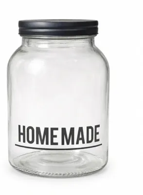 Image de Bocal de conservation - Hauteur : 21 cm - Récipient de stockage pour aliments - Transparent avec couvercle à vis noir