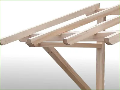 Close-up view of a wooden roof structure, likely part of a canopy or awning.