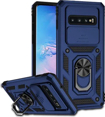 Produktbild von Samsung Galaxy S10 Hülle - Coverup Armor Ring Ständer Back Cover mit Kamera Schutz - Blau