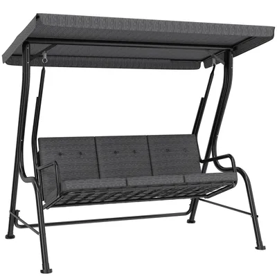Produktbild von Outsunny Hollywoodschaukel 3-Sitzer Gartenschaukel Sonnendach Texteline Schwarz