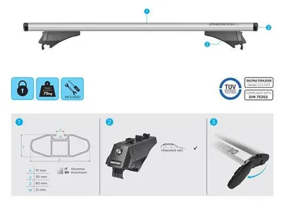 Produktbild von Menabo Blade L | Dachträger Opel - Combo (E) 2018+ - Aluminium - Länge 127 cm - Tragkraft 75 kg - 2er-Pack
