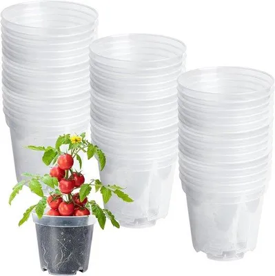 Obrázok produktu pre 30 ks priehľadných kvetináčov s priemerom 10 cm a odtokom pre orchidey a sukulenty