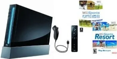 Produktbild von Nintendo Wii Konsole (RVL-001) Schwarz + Original Remote Controller und Nunchuk