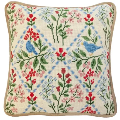Produktbild von Bothy Threads Gobelin-Stickkissen Stickpackung "Vögel und Blüten", Stickbild vorbedruckt, TSM2, 36x36cm
