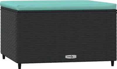 Produktbild von vidaXL Gartenhocker mit Kissen Schwarz Poly Rattan