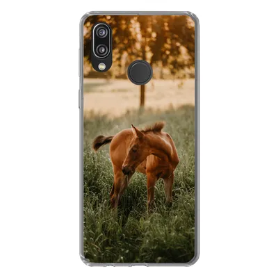 Produktbild von MuchoWow® Handyhülle Schutzhülle Hülle für Huawei P20 Lite (2020) Pferd - Gras - Baum Silikon Softcase Handy Hülle - Kartenhalter