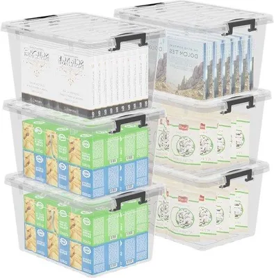Immagine prodotto di Contenitore impilabile trasparente da 15 litri con chiusura a scatto