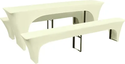 Produktbild von vidaXL Dreiteiliges Schonbezug-Set für Biertisch/Bänke Stretch Creme