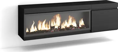 Immagine prodotto di COZY Mobile TV Soggiorno, 158x35x45cm, Per TV fino a 65, Camino elettrico XXL, da appendere, Nero