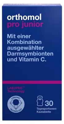 Zdjęcie produktu dla Orthomol Pro junior - zawiera połączenie wyselekcjonowanych symbiontów jelitowych i witaminy C, 30 porcji dziennie