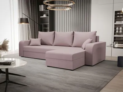 Produktbild von BEDANTE ECKSOFA HEWLET L BIS Cosmic 14 Rechts Rosa mit Schlaffunktion L-Form Sofa mit Stauraum Bettkasten Wohnzimmersofa Couch Sofa Bettsofa Bettkasten Bettcouch