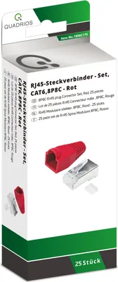 Produktbild von QUADRIOS, 1906C170, RJ-45 Steckverbinder Set-CAT 6, Polzahl 8P8C, Rot - geschirmt, 25 St.