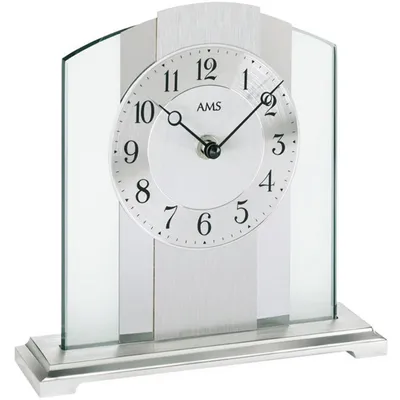 Produktbild von AMS 1120 Tischuhr Quarz silbern Metall mit Aluminium Chrom und Glas