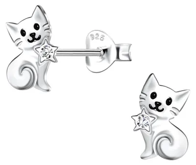 Produktbild von Ohrstecker Katze: Kinderohrringe aus Silber 925