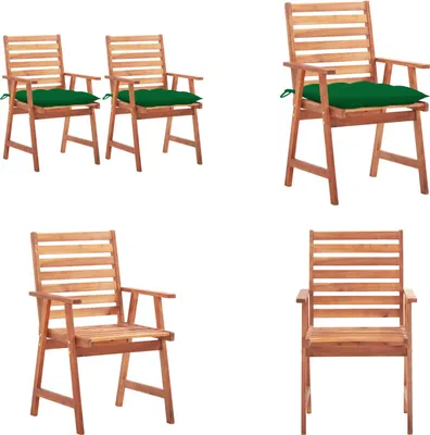 Produktbild von vidaXL Garten Essstühle 2 Stk. mit Kissen Massivholz Akazie - Gartenstuhl - Gartenstühle - Holz Gartenstuhl - Holz Gartenstühle