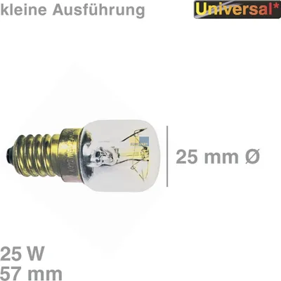 Produktbild von Backofenlampe, Mikrowellenlampe mit Gewinde E14, Glaskörper: 25 mm Ø - Röhrenlampe bis 300° C