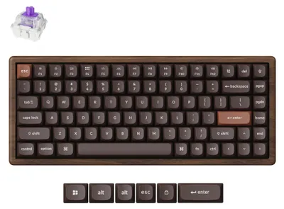 Produktbild von Keychron K2 HE Rapid Trigger Wireless  Tastatur mit Hall-Effekt Gateron Double-Rail-Magnet-Schalter, QWERTY US, RGB-beleuchtet, kompatibel mit Mac, Windows und Linux (komplett aus Holz)