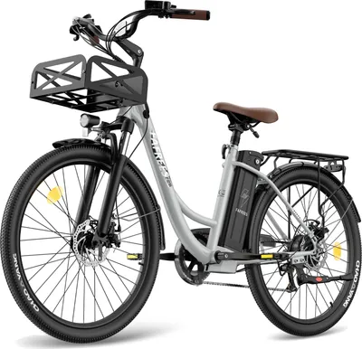 Produktbild von City E-Bike 26" 158 - 198 cm Pannensichere Reifen 36 V 250 W bis zu 160 - 200 km Wasserdicht IP54 mit 7 Gang, Grau