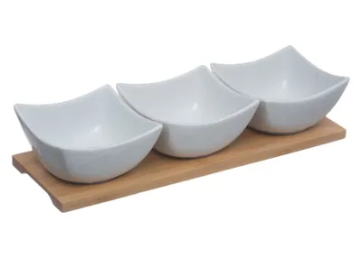 Image de Set de service pour dips, plateau en bambou