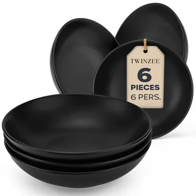 Immagine prodotto di Piatto fondo set stoviglie 6 persone - Vetroceramica - Nero - 6 pezzi