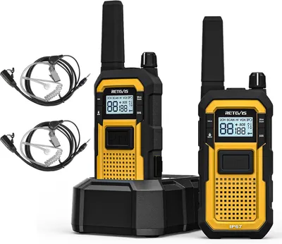 Image de Retevis RB648 Walkie Talkie étanche IP67, radio robuste avec casque, 2000 mAh, double PTT vibration PMR446, VOX, talkie-walkie pour chantier