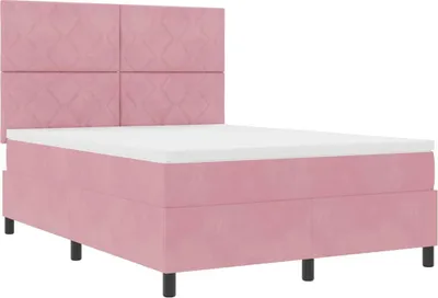 Produktbild von vidaXL Boxspringbett mit Matratze mit Kopfteil Rosa 140 x 190 cm Samt