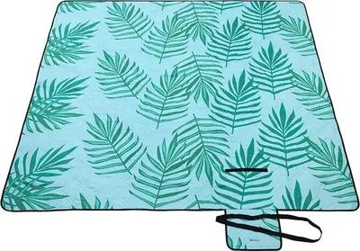 Produktbild von Famanu Picknickdecke Wasserfest - Faltbar, 200 x 150 cm, farbenfrohes Farenmuster in Blau