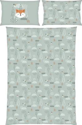 Produktbild von HERDING babybest® Winterbettwäsche-Set ‘Nordic Forest’ – 100×135 cm, Flanell