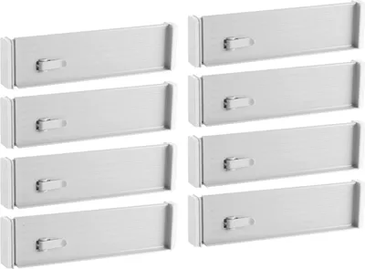 Immagine prodotto di Set di 8 divisori regolabili per cassetti, organizer per cassetti in plastica bianca, divisori per cassetti, separatori per cassetti, inserti per cassetti