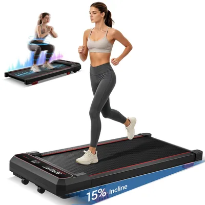Produktbild von LONTEK Elektrisches Walking Pad mit 15 % Steigung, 1-8 km/h und Vibrationsmodus