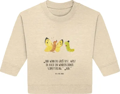 Produktbild von Mr. & Mrs. Panda Organic Baby Pullover Raupe Schmetterling 12. - 18. Monat - Natural Raw - Geschenk, Lustige Sprüche, Zitronenfalter, Entwicklung, Schönheit, Bullover