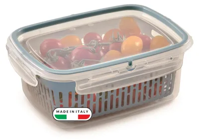Immagine prodotto di Contenitori rettangolari Snips Veggie SnipsLock da 1,8 litri con cesto estraibile, confezione da 4