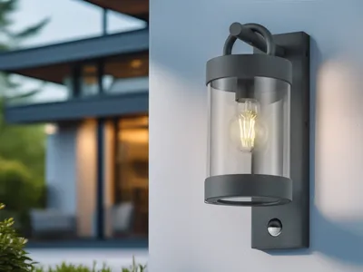 Produktbild von LED Außenwandleuchte mit Bewegungsmelder, Balkon Laterne für draußen, Anthrazit