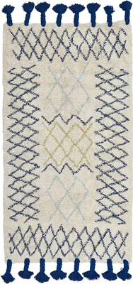 Obrázek produktu pro BELIANI Koberec béžový bavlna 80 x 150 cm geometrický vzor ručně zdobený ložnice obývák