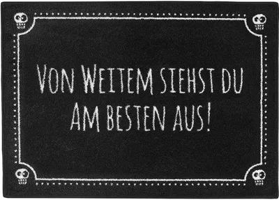 Produktbild von Pechkeks Fußmatte mit Spruch „Von weitem siehst du am besten aus “ (Größe 70x50cm rutschfest, waschbar, schwarz), 70x50