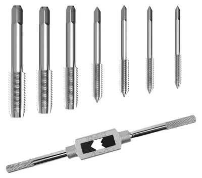 Immagine prodotto di Set di 7 utensili per filettatura, ideale per filettare viti da M3 a M12