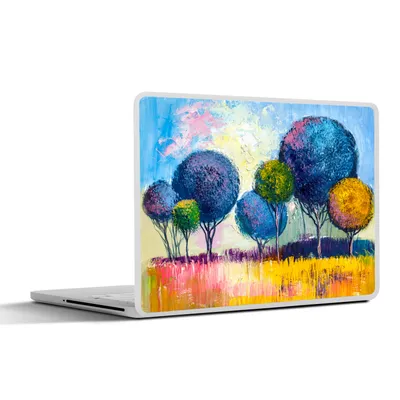 Produktbild von MuchoWow® Laptop Aufkleber Sticker Cover Gemälde - Ölfarbe - Baum - Natur 32.5x23.5 cm - Sticker für Laptop - Selbstklebend